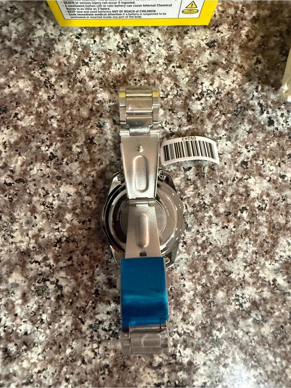 Invicta Silver Stainless Steel Watch with Blue Dial